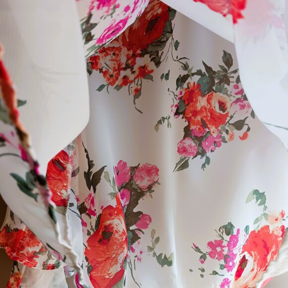 PRETTY ruffled long sleeve blouse layered flowers MADE CANADA NEARLY NEW SZ XL - Picture 8 of 9